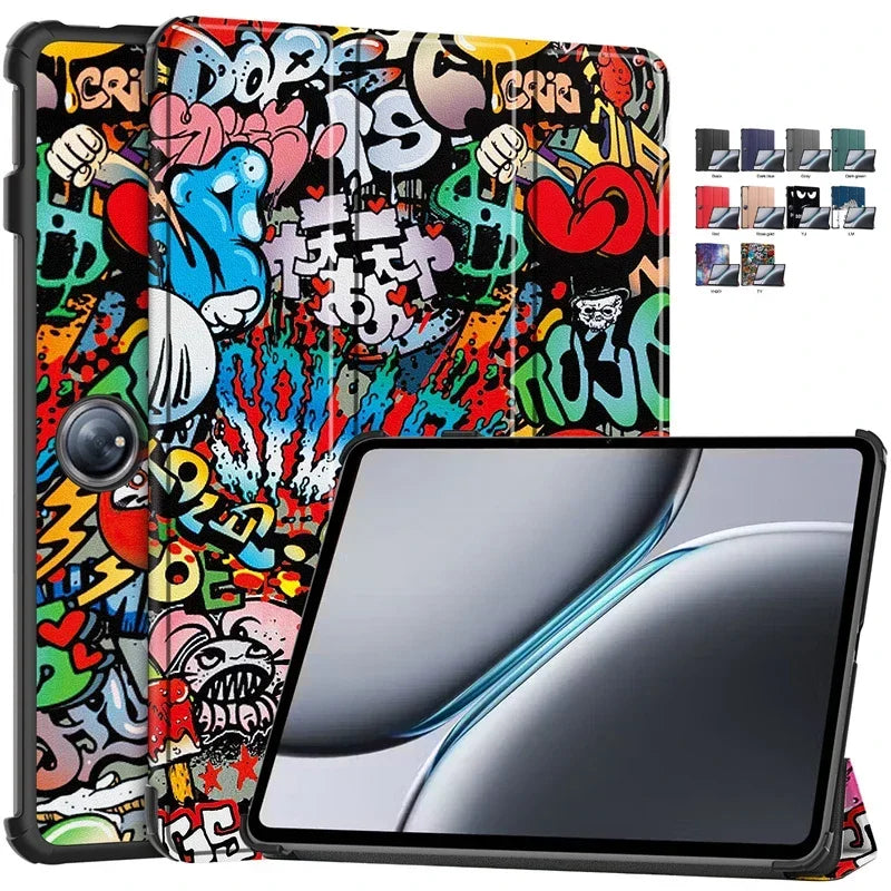 Case For Oneplus Pad Pro Case 12.1" Tri-Fold Leather Painted Stand Hard Smart Cover For Oneplus Pad 2 Pad2 Case 2024 Funda