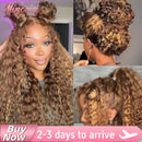 200% Highlight Ombre 360 Full Lace Front Wig 32 Inch Curly 13x6 Hd Lace Frontal Honey Blonde Colored Real Human Hair Wigs 30Inch