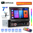 LeeKooLuu 7 Zoll Motorisierter Ausfahrbarer Bildschirm Android 13 Autoradio 1 Din Multimedia-Player GPS Stereo 2G+64G Carplay Android Auto