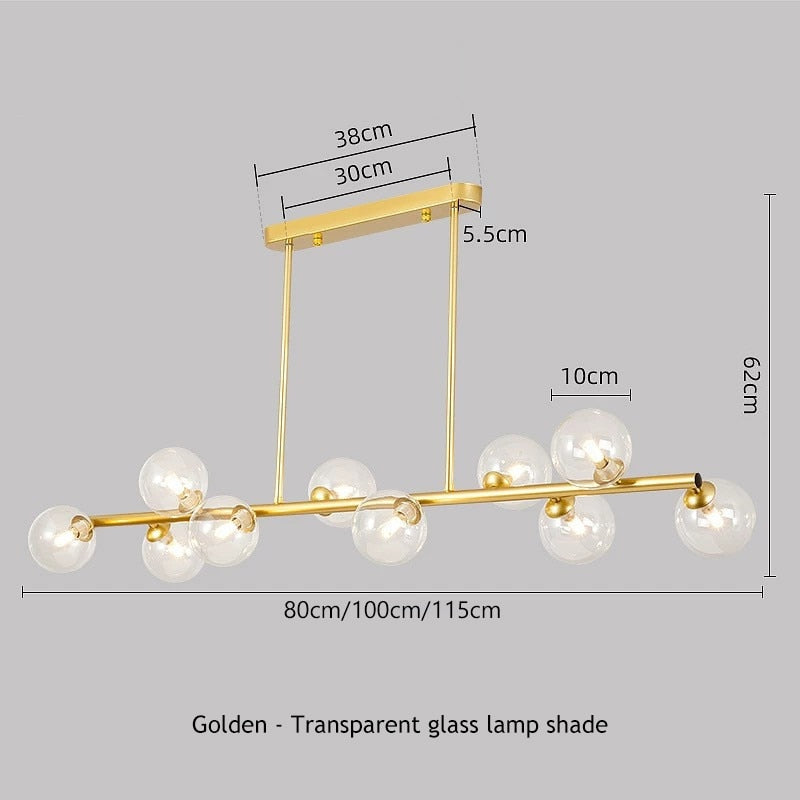 SANDYHA Modern Simple Bubble Ball Long Strip Chandeliers Minimalist Creative Hanging Lights Magic Bean Iron Art Restaurant Lamp