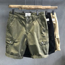 Schweres gewaschenes Material Army Green Multi-Pocket Latzhose Herren Loose Straight Casual Shorts Outdoor Trekking Arbeitskleidung