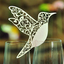 50pcs/set Wedding Table Decoration Place Cards Laser Cut Bird Heart Floral Wine Glass Place Cards For Party Decoration
