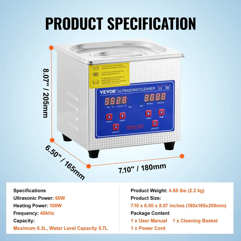 SIHAO Ultrasonic Cleaner with Digital Timer - 2L to 30L Stainless Steel Tank for Jewelry, Glasses, Watches & Industrial Parts
