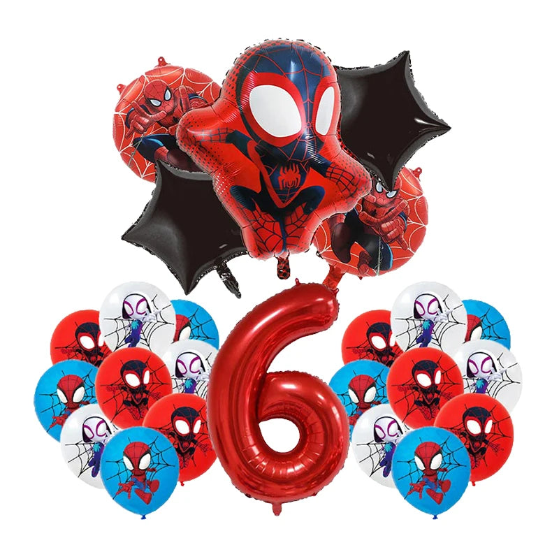 Spiderman Birthday Decorations New Spiderman Aluminum Film Balloon Disposable Tableware Party Plates Straw Supplies Baby Shower