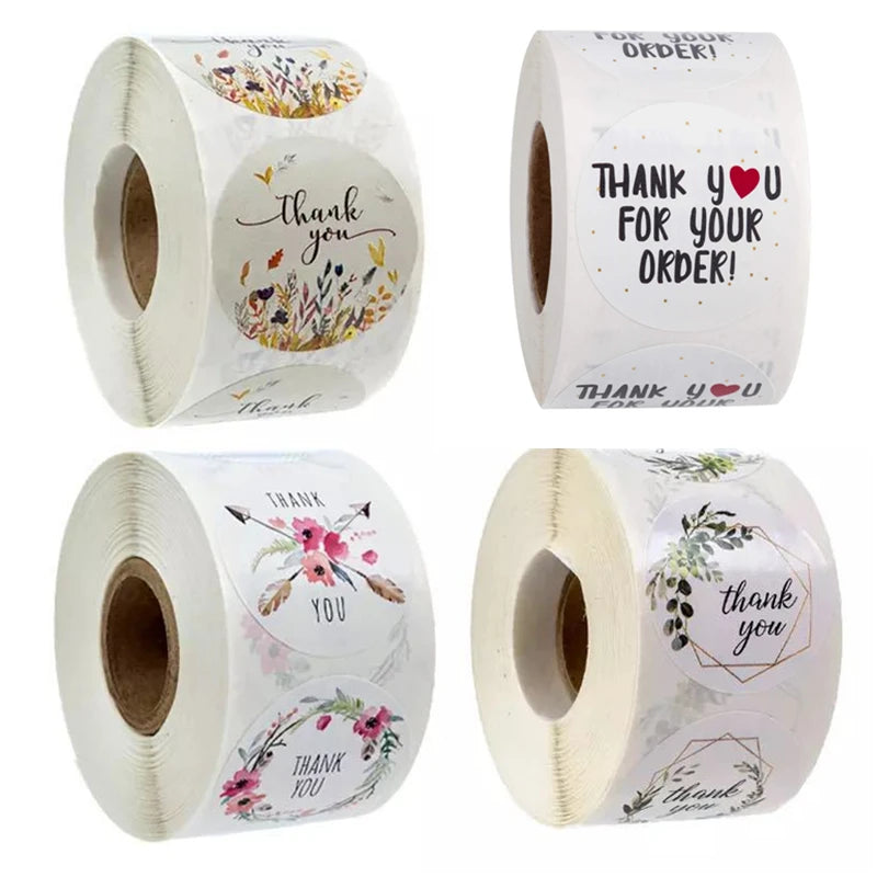 500pcs 1inch Thank You Stickers For Envelope Sealing Labels Stationery Supplies Handmade Wedding Party Gift Decoration Sticker