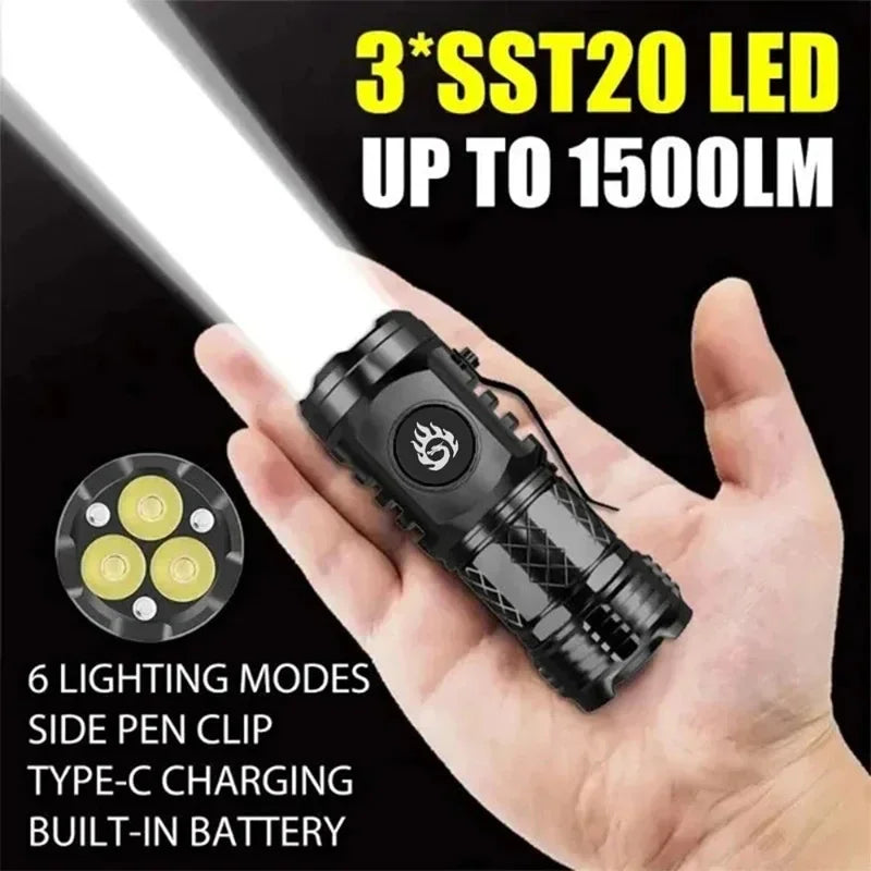 High Quality LED Flashlight 18350 Super Bright Torch Rechargeable USB Light Waterproof for Hiking Camping Lantern