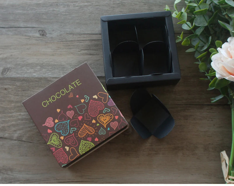 9*9*3.5CM Coloured Flags Heart 10 Set Chocolate Paper Box Valentine's Day Christmas Birthday Party Gifts Packing Boxes