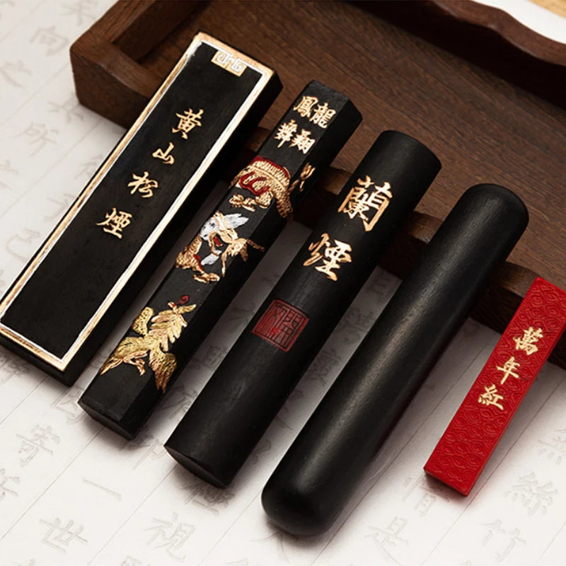 Chinese Calligraphy Ink Stone Handmade Inkstone Ink Block Ink Painting Stick Chinese Painting Calligraphy Tools Pine Smoke Ink