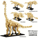 1225-teiliger 4-in-1-Jurassic-Dinosaurier-Skelett-Fossilien-Bausatz T-Rex Stegosaurus Triceratops Bausteine Spielzeug für Kinder Jungen Geschenk