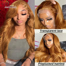 Ginger Brown 13X6 Lace Front Human Hair Wigs Honey Blonde Body Wave Lace Front Wig for Women Pre-Plucked Remy Human Hair Wig