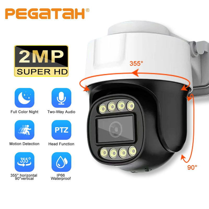 PEGATAH CCTV AHD 2MP PTZ Camera Full Color Night Vision UTC Coaxial BNC Audio Coax PTZ Control TVI CVI 4in1 Analog Security Came