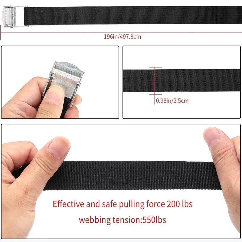 5M Cargo Straps With Buckle Tie-Down Belt for Motorcycle Car Bicycle Metal Tow Rope Strong Ratchet Fixing Belt for Luggage Bag