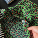 Women's Corduroy Shoulder Crossbody Bag Green Leopard Print Cloth Large Capacity Handbag Casual Travel Shopping Totes