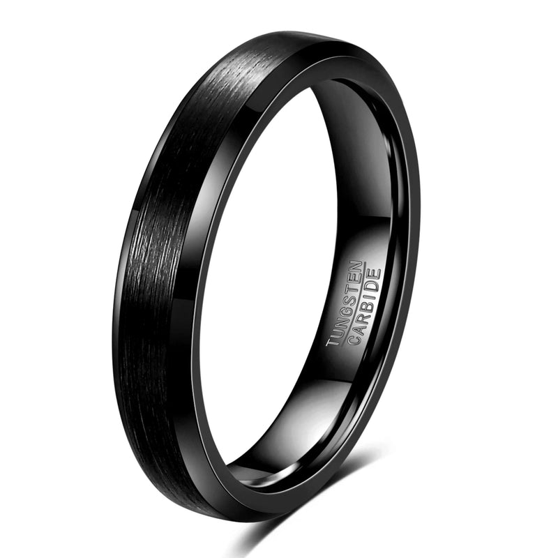 4/6/8/mm Black Tungsten Carbide Ring Men Brushed Silver Color Wedding Band Women Engagement Rings For Male Jewelry