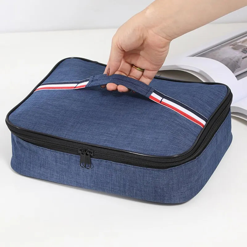 Portable Insulated Lunch Box Bag Large Capacity Flat Tote Bag Food Delivery Cooler Bag For Working Hiking