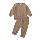 2026 Neuheiten Kleidung für kleine Mädchen Trainingsanzug 2-teiliges Set Warmer Fleece Einfarbiger Pullover+Hose Loungewear-Anzug für Kinder