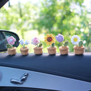 NEW Cute Potted Plants Crochet Car Basket Decoration Auto Center Console Rearview Mirror Ornaments for Car Accessories