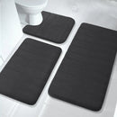 Black Memory Foam Bath Mat Soft Comfortable Super Water Absorption Non-Slip Thick Machine Washable Easy to Dry Home Floor Rug