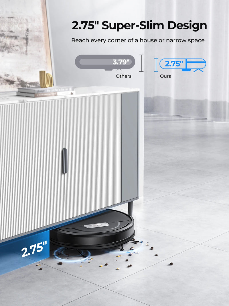 Laresar Robot Vacuums and Mop Combo 6000Pa Suction Auto Carpet Boost Self-Charging Super-Slim Robotic Vacuum Cleaner