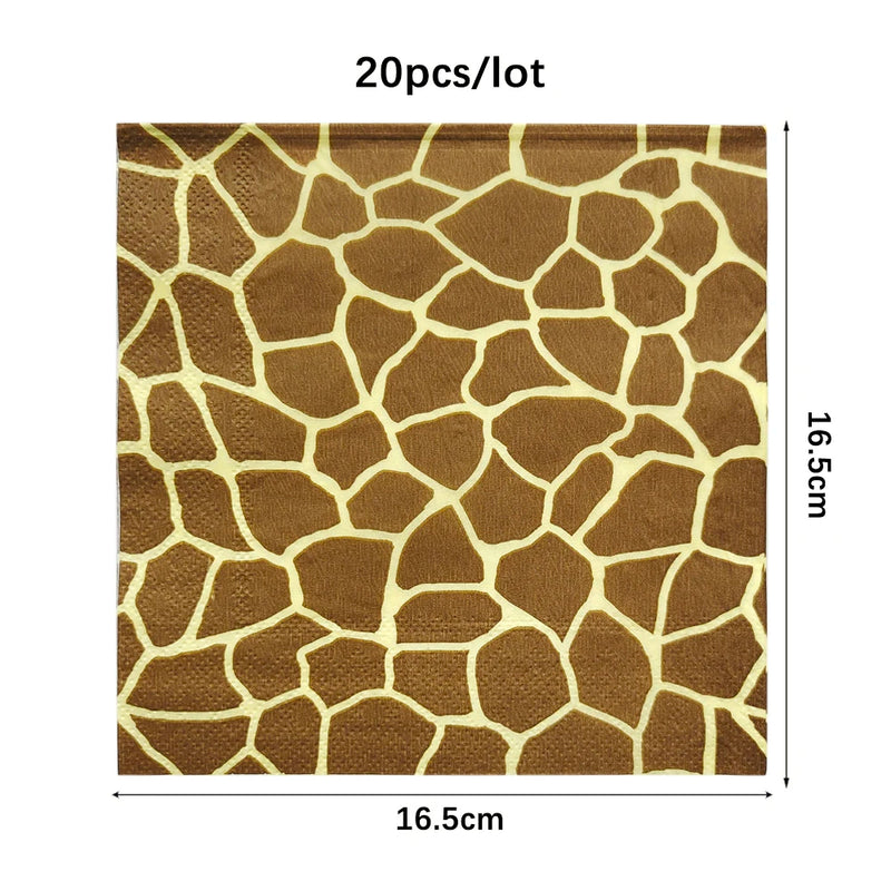 20Pcs Jungle Animals Paper Napkins Tropical Palm Leaves Napkins Towel Jungle Safari Birthday Party Decoration Hawaii Supplies