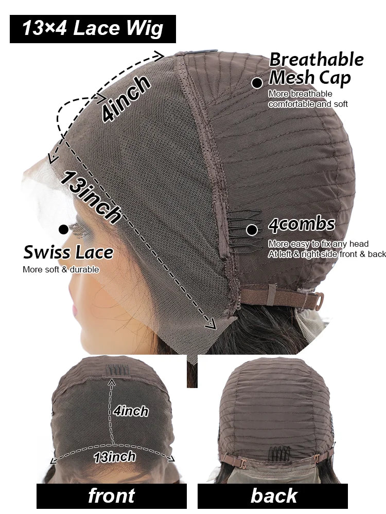 13x4 Lace Front Human Hair Wig Transparent Lace Frontal Wigs For Black Women Short Bob Wig Multiple Remy Straight Natural Wig