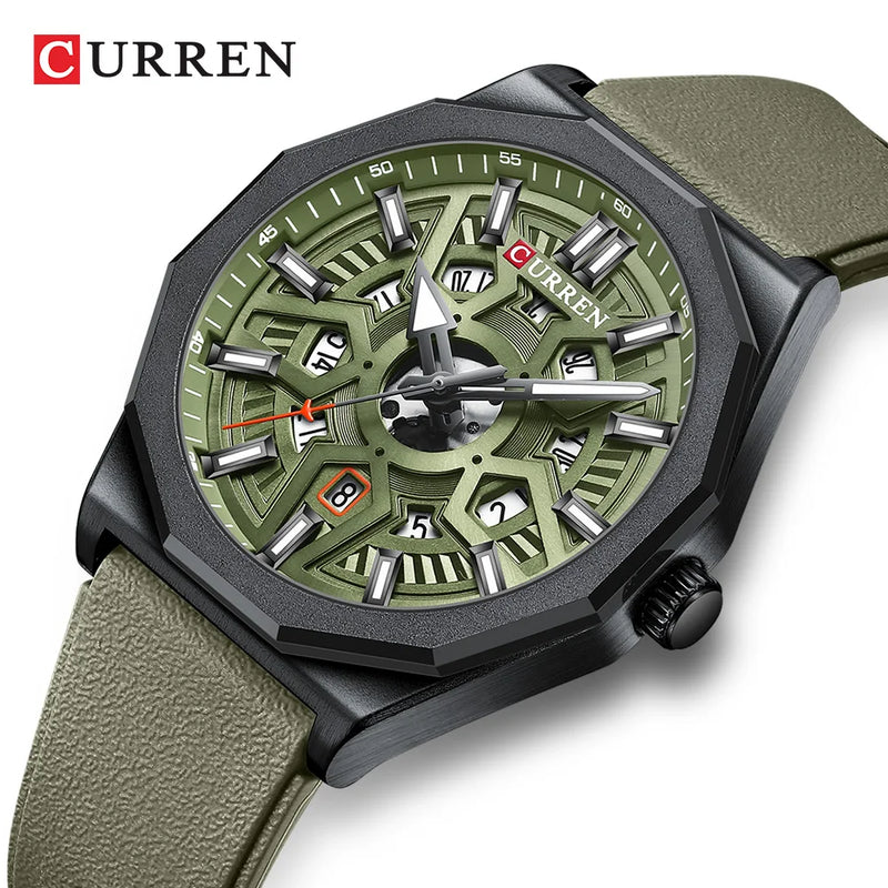 CURREN Men's Top Brand Fashion Watch Casual Sports Silica Gel Waterproof Quartz Wrsitwatches for Male Auto Date Hands Clock 8437