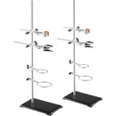SucceBuy Lab Stand Support Laboratory Retort 2 Sets Steel Lab Stand 23.6" Rod Includes Flask Clamps Burette Clamps&Cross Clamps