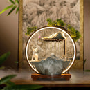 Indoor LED Waterfall Fountain W/ Mist Maker & Warm Light - Home/Yoga Tabletop Zen Water Feature (Deer Motif - Good Luck Symbol)