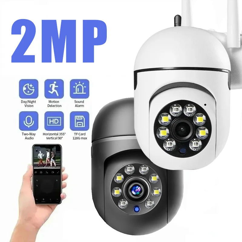 Wifi Wireless Security Monitor Cameras IP66 Waterproof Color Night Vision Outdoor Cam Smart Home 2MP CCTV HD Surveillance Camera