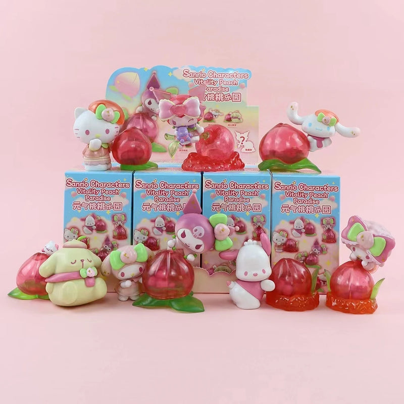 Sanrio Blind Box Kuromi Cinnamoroll My Melody Purin Figures Dolls Characters Vitality Peach Paradise Toy For Girl Christmas Gift