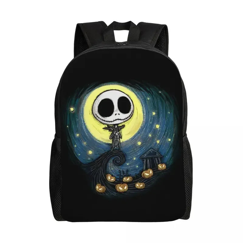 Custom Nightmare Before Christmas Backpacks for Men Women School College Student Bookbag Skellington Halloween Skull Bags