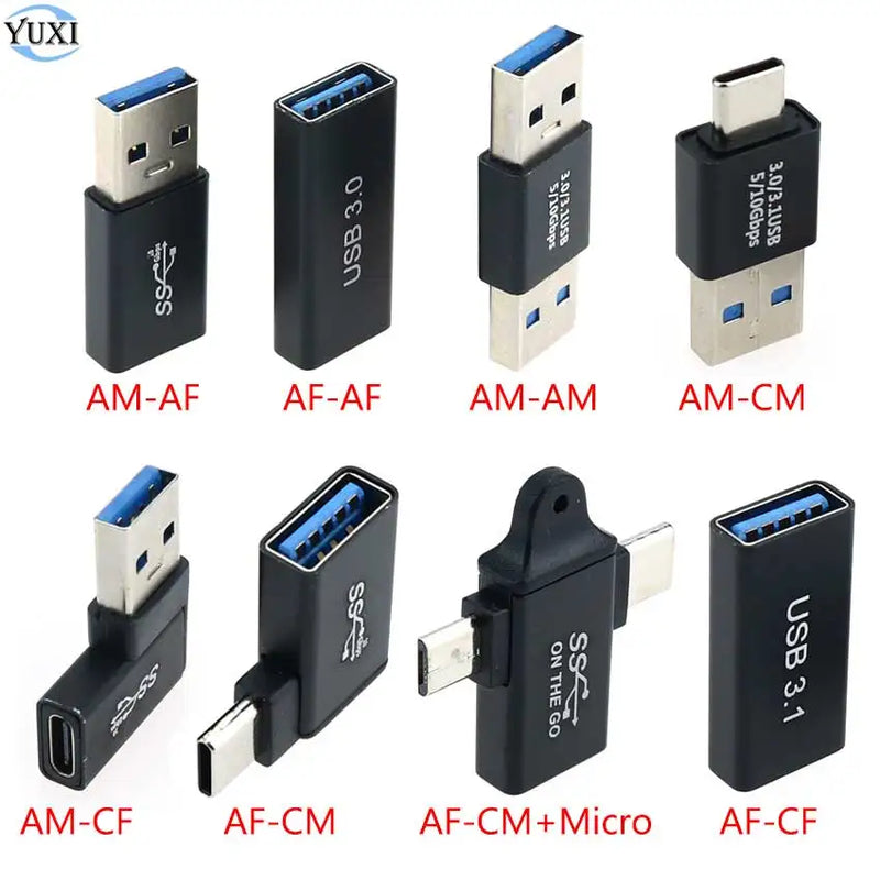 YuXi USB 3.1 Type C Female to USB A female B Male to Female Adapter OTG Type C to USB 3.0 Male Female Converter Connector