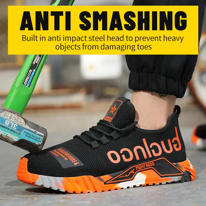 Fashion Sports Shoes Work Boots Puncture-Proof Safety Shoes Men Steel Toe Shoes Security Protective Shoes Indestructible