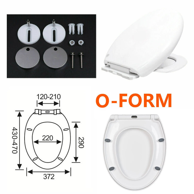 O-Shape Toilet Seat, Soft Close Toilet Seat with Quick Release, Sturdy Duroplastic Anti-Bacterial Toilet Lid W/ Stainless Hinges