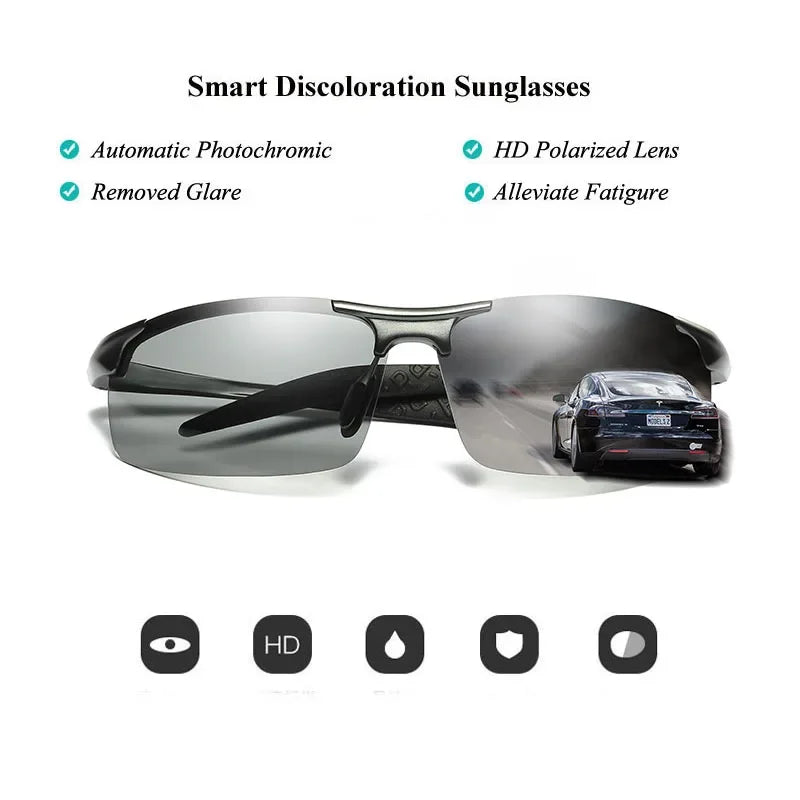 AORON Men Photochromic Polarized Sunglasses Aluminum Frame UV400 Sun Glasses Male Eyewear Driving Goggles