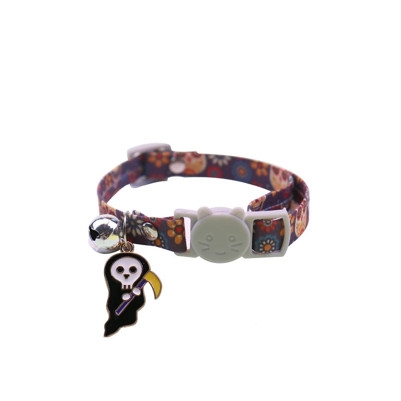 Pet Halloween Cat Collar Cat Adjustable Collar with Bell & Metal Charm Easter Ornament Accessories Supplies for Cats and Puppies