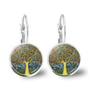 Popular Jewelry Glass Pendant Alloy Earrings Tree of Life Earrings Simple Jewelry, Fashionable and Versatile Temperament Gifts