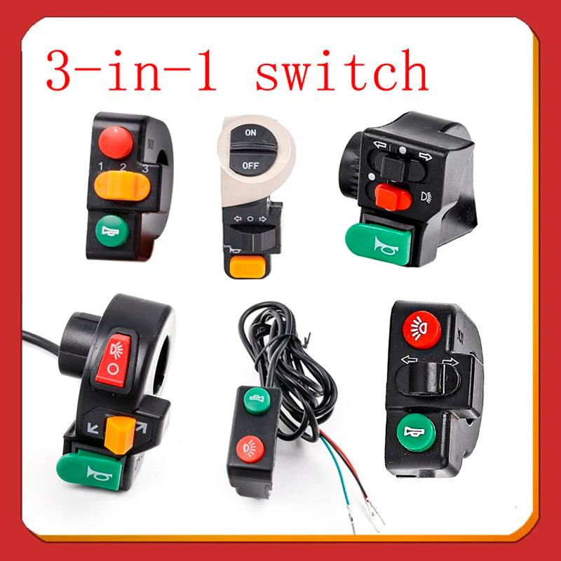 Electric Bike Scooter Motorcycle 22mm  Handlebar Switch  Horn Turn Signals On/Off Button Light Switch Accessories