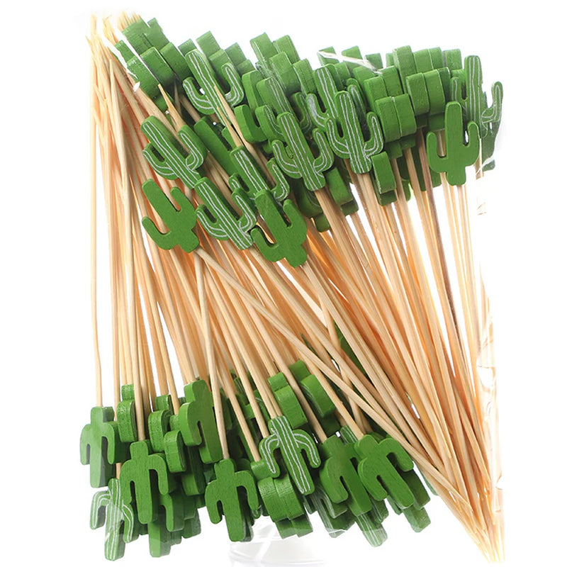 100Pcs 12Cm Disposable Party Tableware Fruit Dessert Sticks Bamboo Skewers Buffet Cupcake Decoration Wedding Supplies