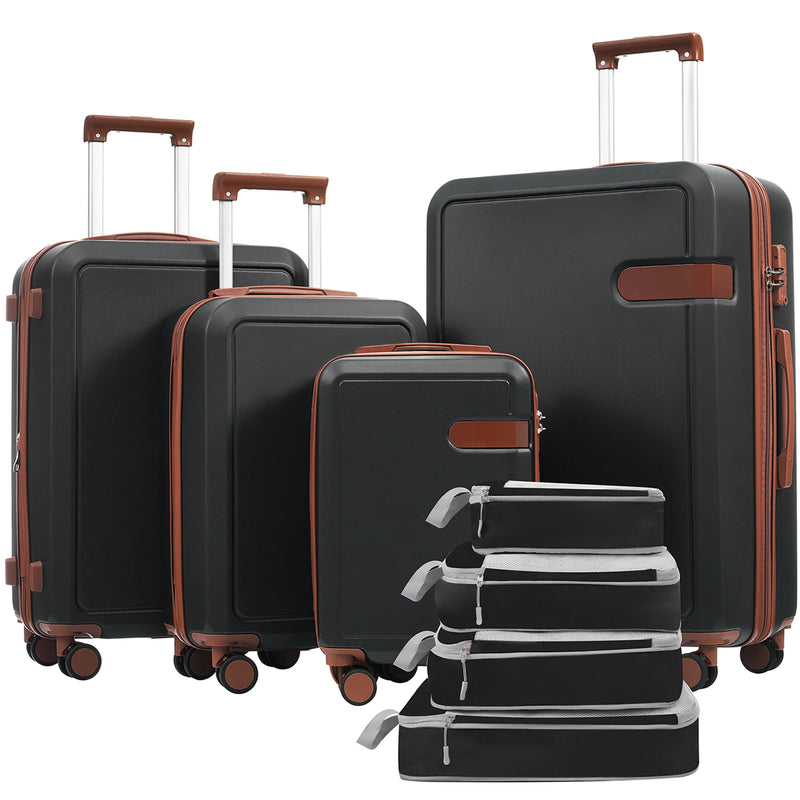 4 Piece Luggage Set with Compression Packing Cubes for Suitcase Expanable Spinner Wheels Lightweight Suitcase with TSA Lock