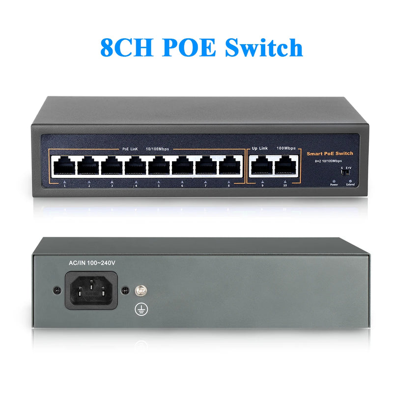 Techage 48V 4CH 8CH 16CH Network POE Switch With 10/100Mbps IEEE 802.3 af/at Over Ethernet For IP Wireless AP CCTV Camera System