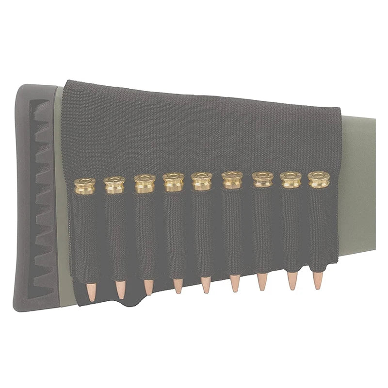 9 Hole Buttstock Ammo Holder Durable Elastic Bullet Bag for Rifle Shell Cartridge Quick Load Butt Cheek Cover