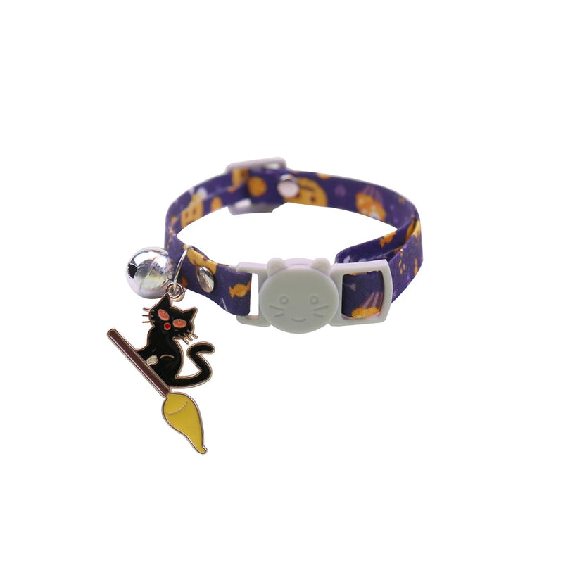 Pet Halloween Cat Collar Cat Adjustable Collar with Bell & Metal Charm Easter Ornament Accessories Supplies for Cats and Puppies