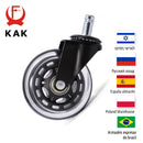5PCS KAK 3" Universal Mute Wheel Office Chair Caster Replacement 60KG Casters Rubber Soft Safe Roller Furniture Wheel Hardware