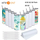 HTVRONT 4/8/12/16 Pcs 20 OZ Stainless Sublimation Tumblers Skinny Straight Sublimate Tumbler Blank DIY Mugs Cups Sippy Bottle