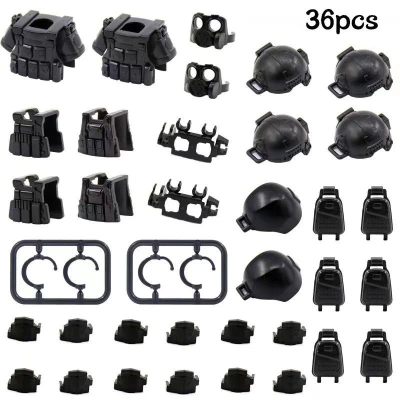 SWAT Military Special Forces camouflage Helmet Vest Soldier Army Mini Action Figures Team Set Parts Building Blocks Bricks Toys