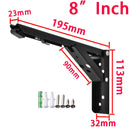 2pcs 8"-14" Black Folding Shelf Bracket Heavy Duty White Collapsible Shelf Bracket Hardware for Table Work RV Car Saving Space