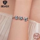 BISAER 925 Sterling Silver Ball Series Charm Football Volleyball Tennis Basketball Dumbbel Pendant Fit Bracelet DIY Fine Jewelry