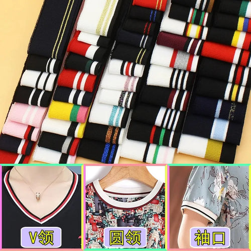 Ribbed Colorful Fabric Knitted Strip Rib Soft Telas DIY Cloth Accessories Collar Cuffs Hem Bottom Polyester Elastic for Sewing
