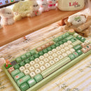 132-Key Spring Green Keycap Cute MOA Height PBT Material Suitable For Mechanical Keyboard DIY Girlfriend Birthday Gift Keycaps